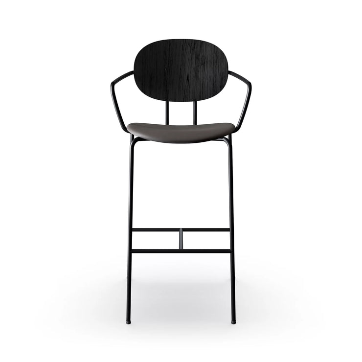 Sibast Piet Hein Bar Chair Black Edition, Leather With Armrest