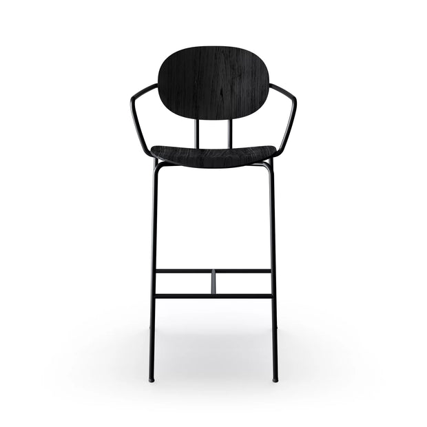 Sibast Piet Hein Bar Chair Black Edition, Leather With Armrest