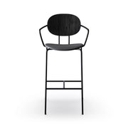 Sibast Piet Hein Bar Chair Black Edition, Leather With Armrest