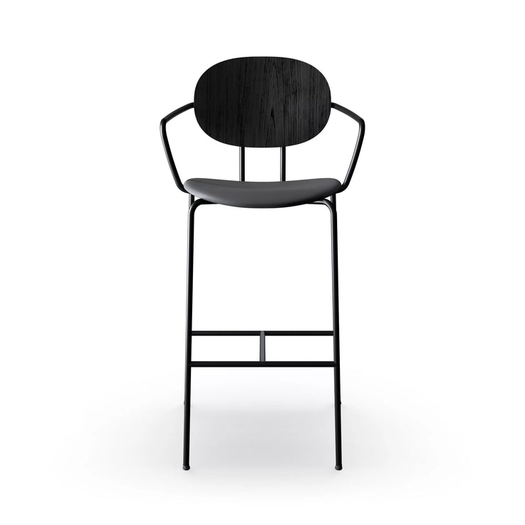 Sibast Piet Hein Bar Chair Black Edition, Leather With Armrest