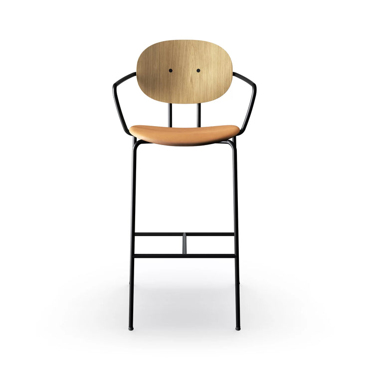 Sibast Piet Hein Bar Chair Black Edition, Leather With Armrest