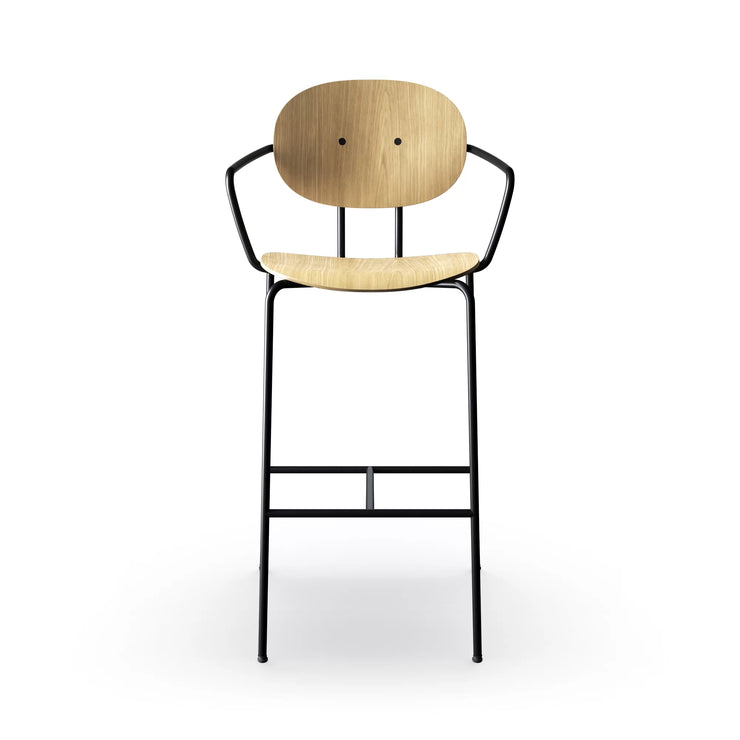 Sibast Piet Hein Bar Chair Black Edition, Leather With Armrest