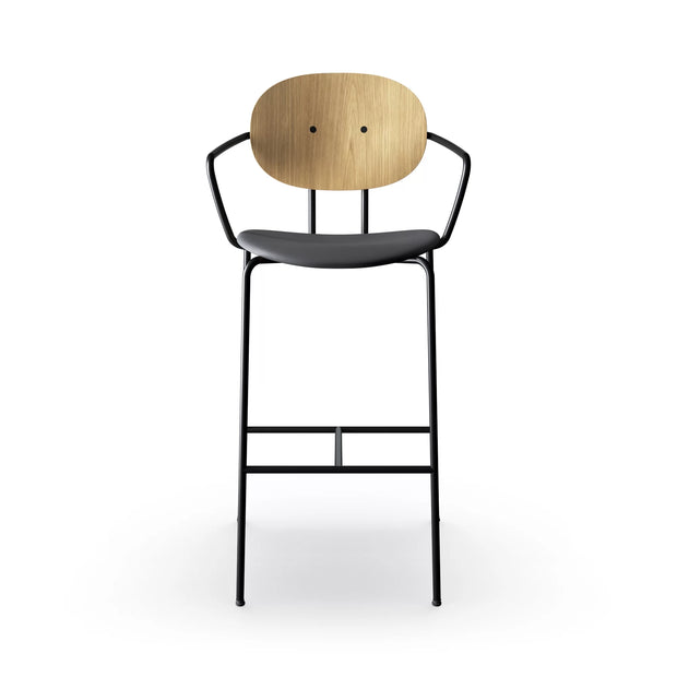 Sibast Piet Hein Bar Chair Black Edition, Leather With Armrest