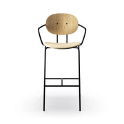 Sibast Piet Hein Bar Chair Black Edition, Leather With Armrest