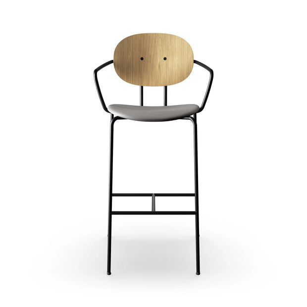 Sibast Piet Hein Bar Chair Black Edition, Leather With Armrest
