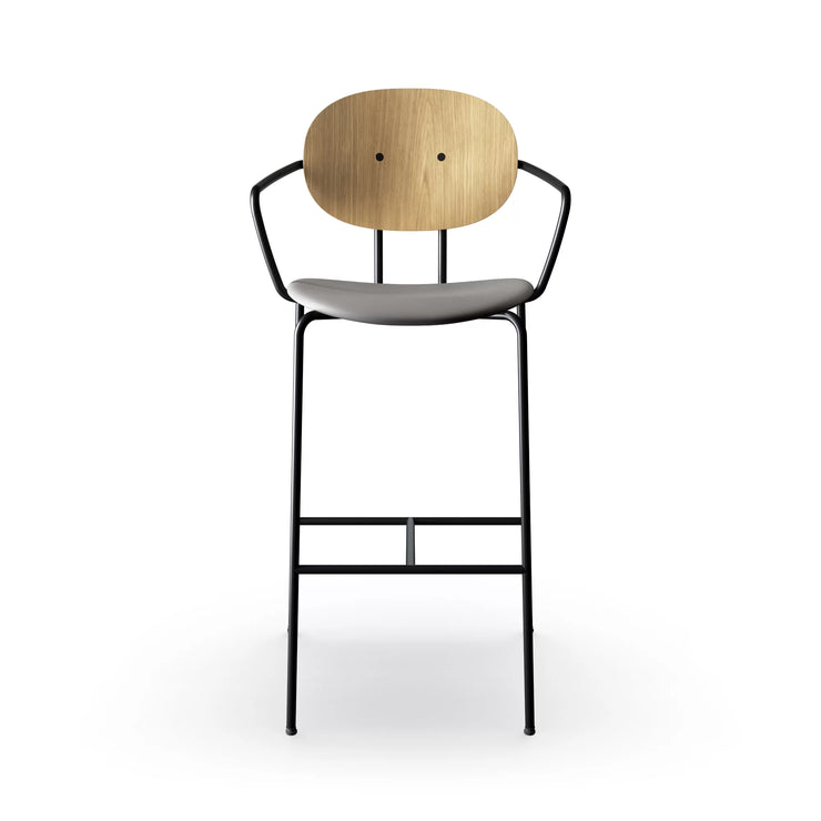 Sibast Piet Hein Bar Chair Black Edition, Leather With Armrest