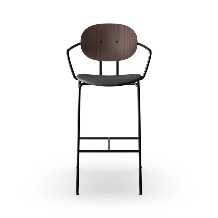 Sibast Piet Hein Bar Chair Black Edition, Leather With Armrest