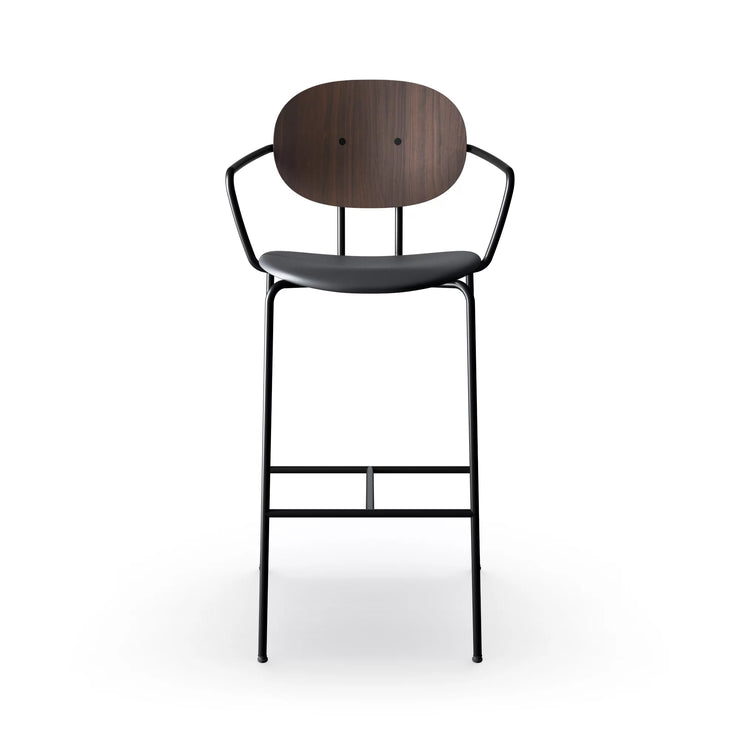 Sibast Piet Hein Bar Chair Black Edition, Leather With Armrest