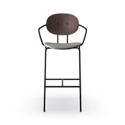 Sibast Piet Hein Bar Chair Black Edition, Leather With Armrest