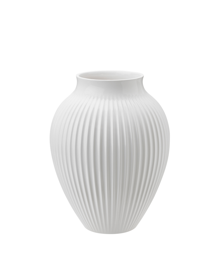 Knabstrup Vase, White Porcelain, Grooves