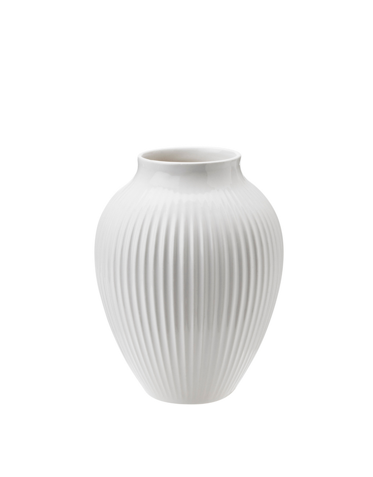 Knabstrup Vase, White Porcelain, Grooves