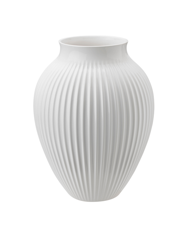 Knabstrup Vase, White Porcelain, Grooves
