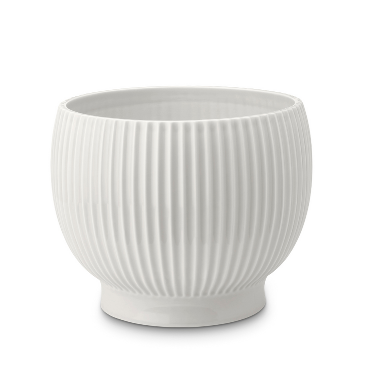 Knabstrup Flowerpot with Grooves, White