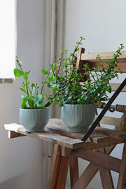 Knabstrup Flowerpot with Grooves, Mint Green