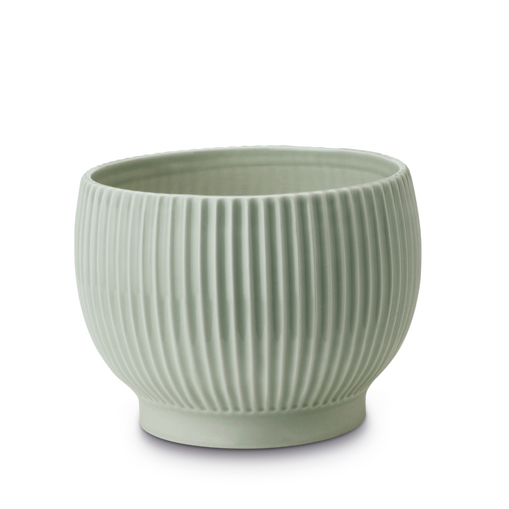 Knabstrup Flowerpot with Grooves, Mint Green