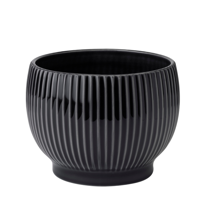 Knabstrup Flowerpot with Grooves, Black