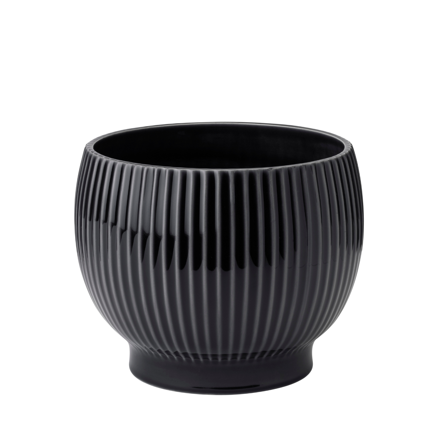 Knabstrup Flowerpot with Grooves, Black