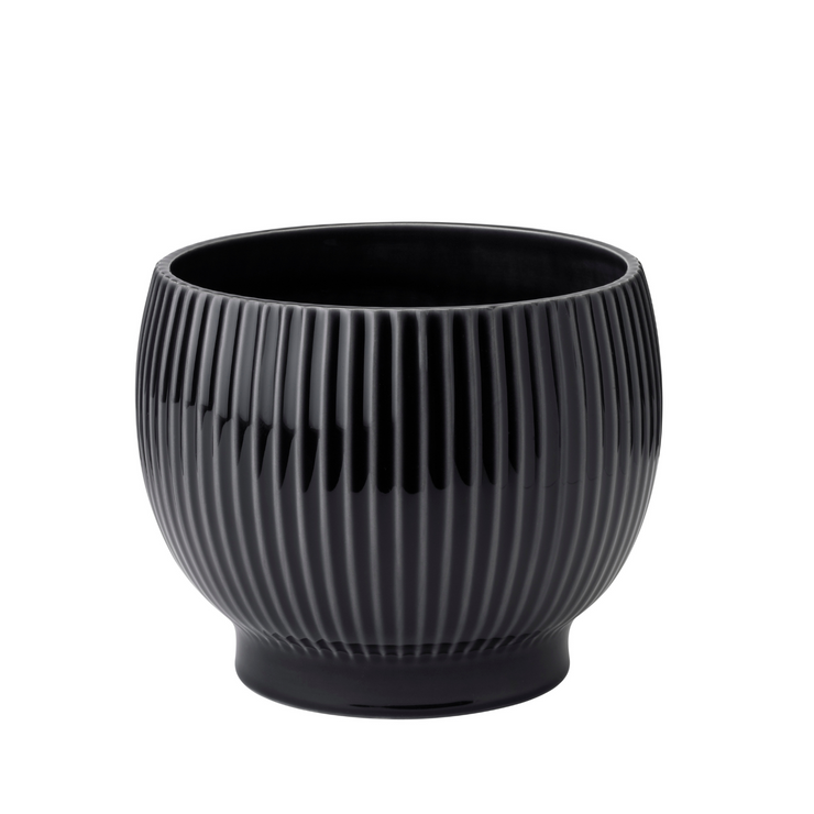 Knabstrup Flowerpot with Grooves, Black