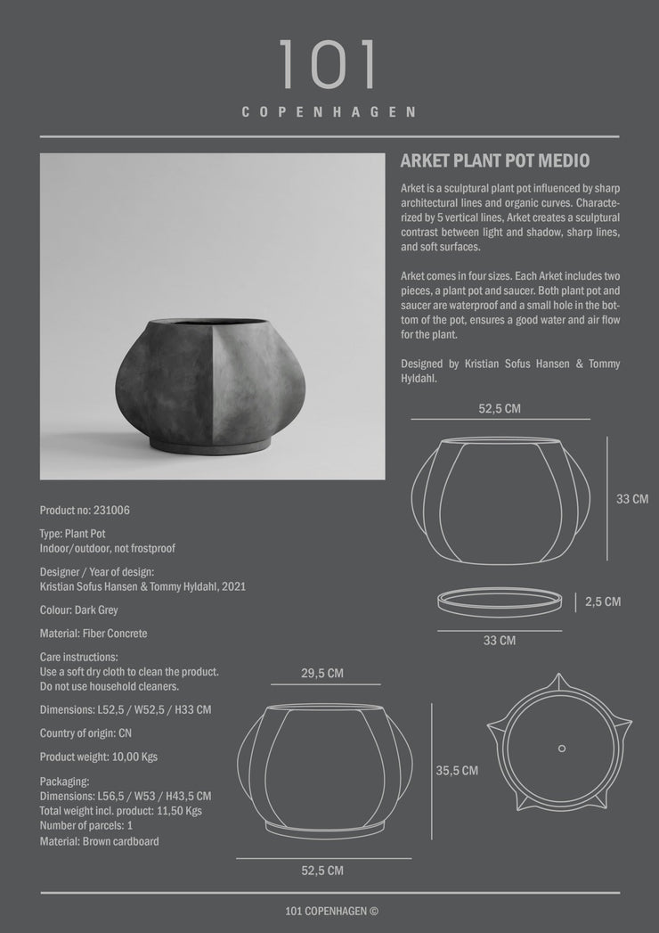 Arket Plant Pot, Medio - Dark Grey - 101 CPH