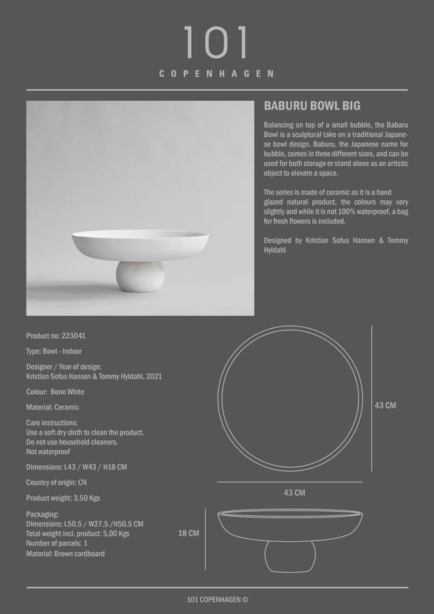 Baburu Bowl, Big - Bone White - 101 CPH