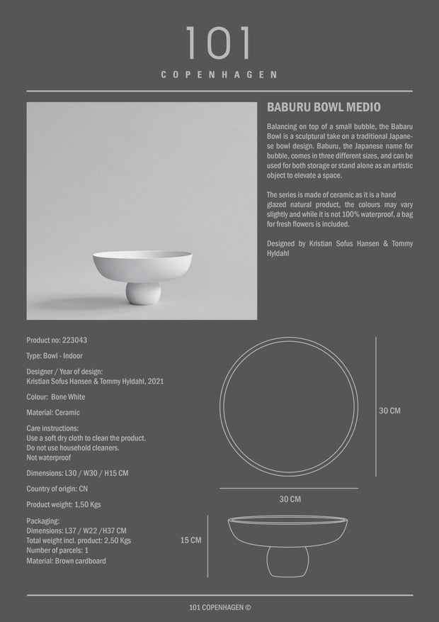 Baburu Bowl, Medio - Bone White - 101 CPH