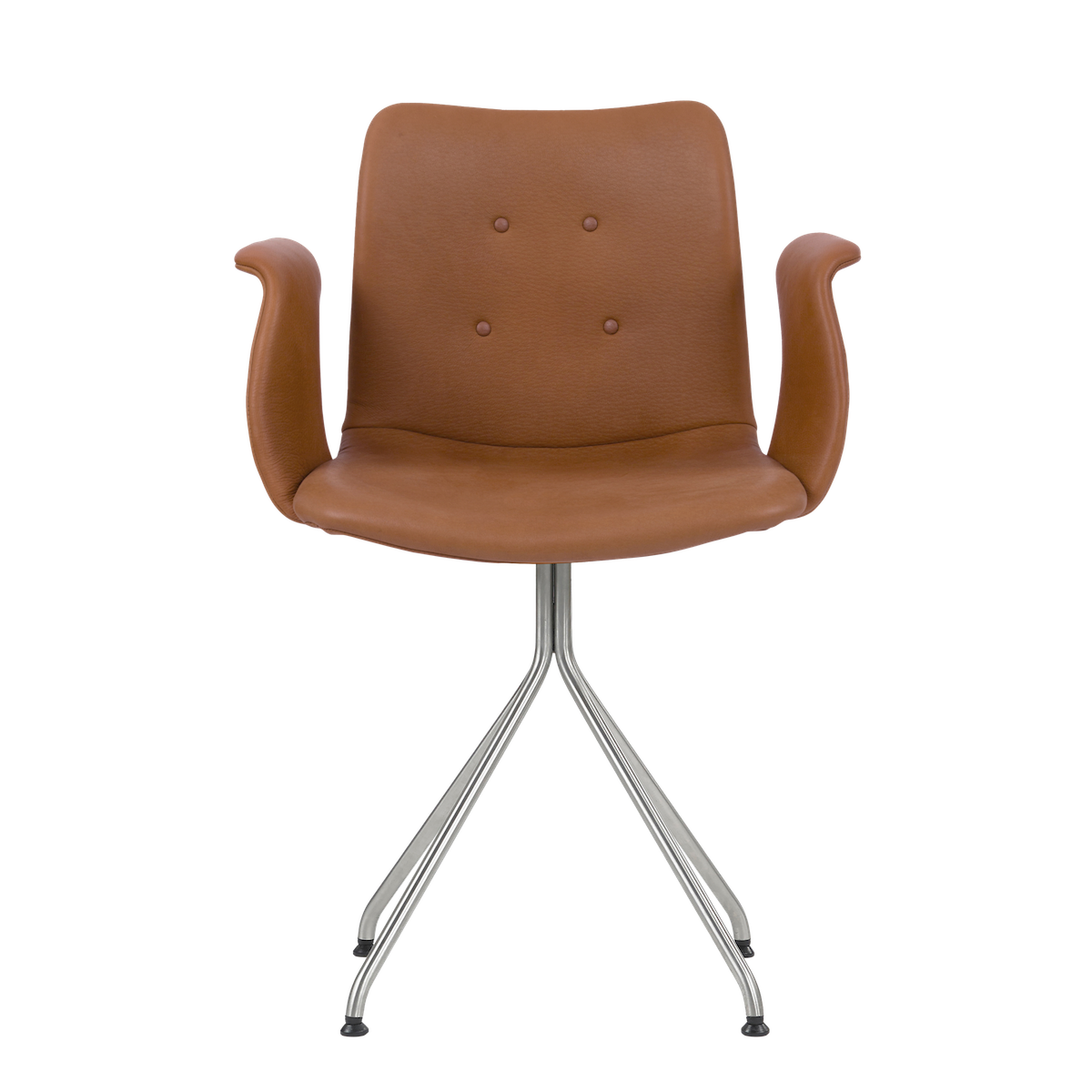 Bent Hansen Primum Chair w/Arms, Cognac Leather, Stainless Steel Frame