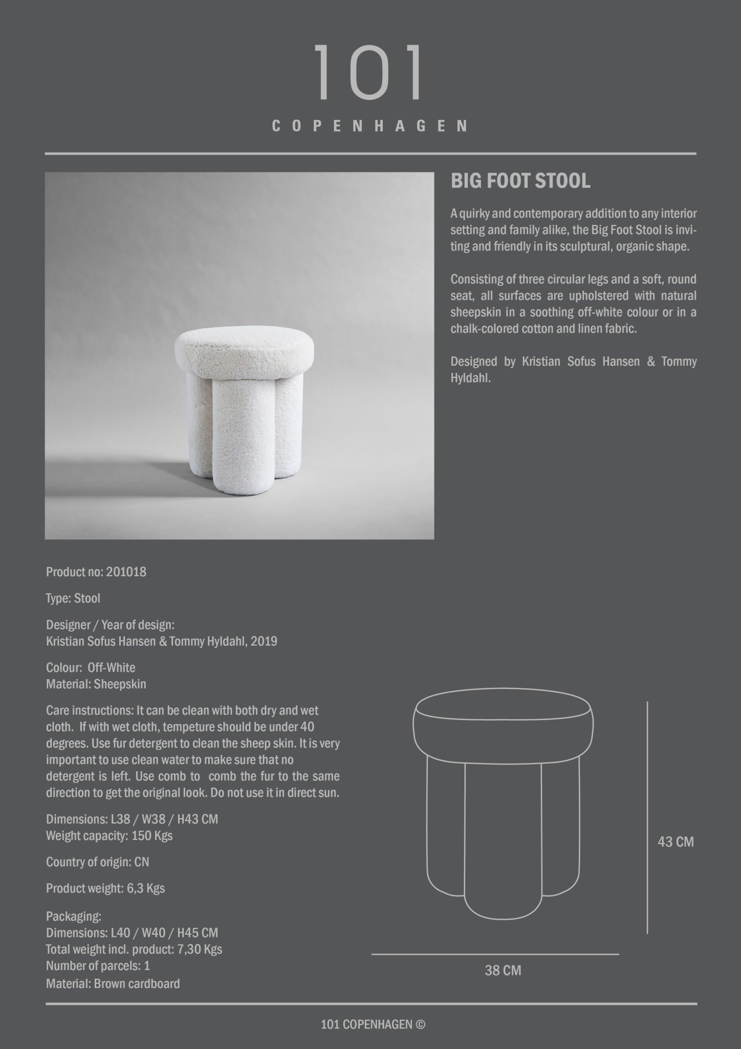 Big Foot Stool - Sheepskin - 101 CPH