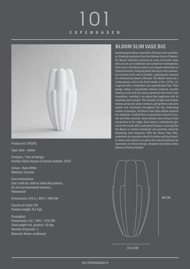 Bloom Slim Vase, Big - Bone White - 101 Copenhagen