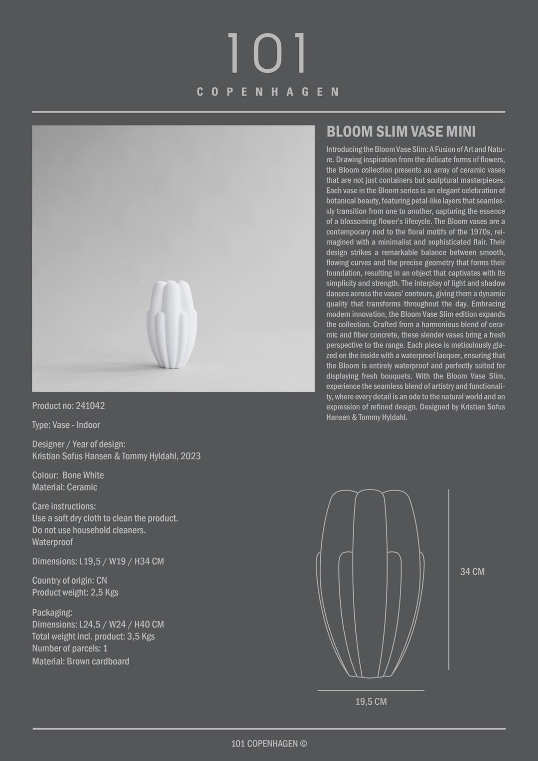 101 Copenhagen Bloom Slim Vase, Mini - Bone White – NORMODE