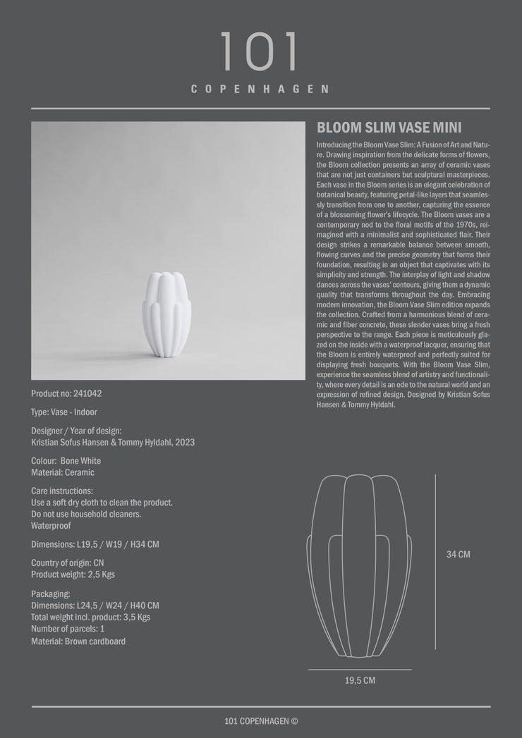 Bloom Slim Vase, Mini - Bone White - 101 Copenhagen