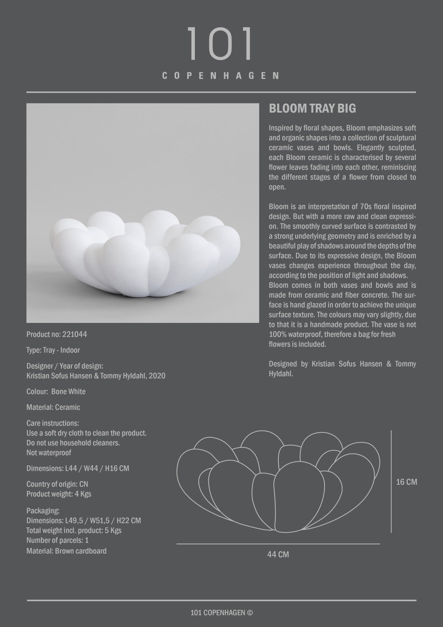 101 Copenhagen Bloom Tray, Big - Bone White – NORMODE