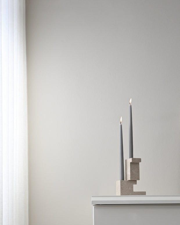 Brick Candle Holder, Low - Limestone - 101 CPH