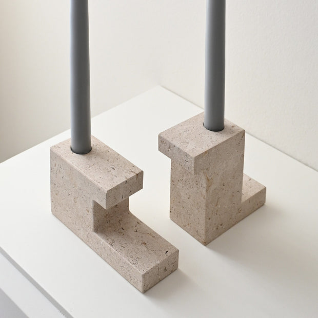 Brick Candle Holder, Tall - Limestone - 101 CPH