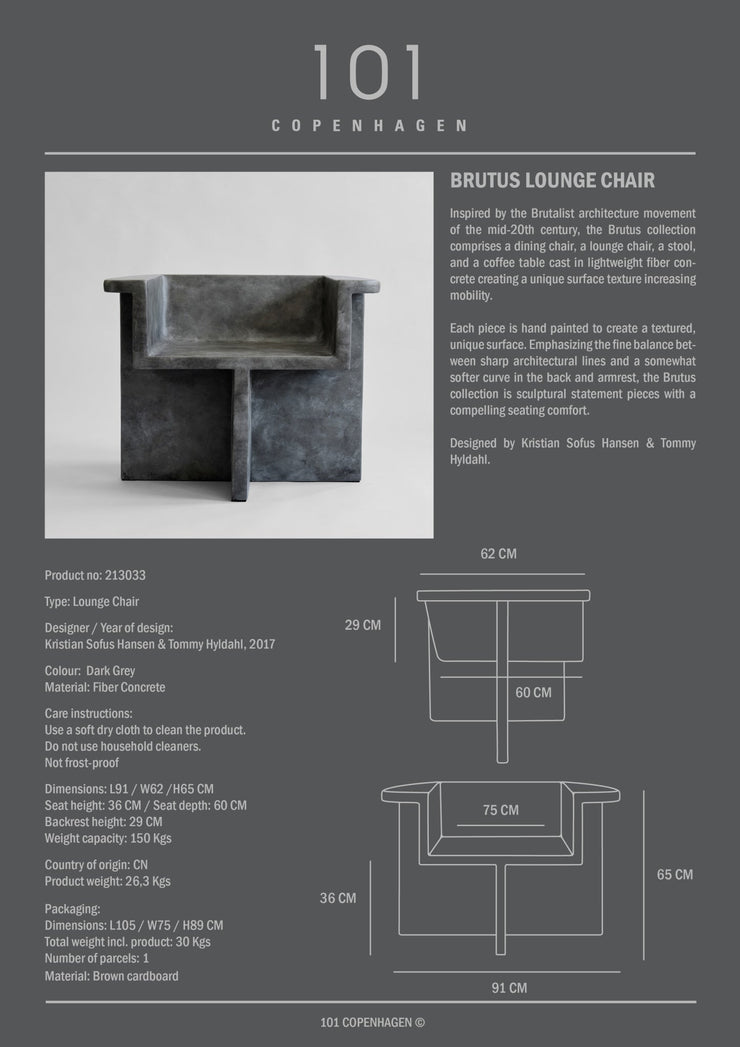 Brutus Lounge Chair - Dark Grey - 101 CPH