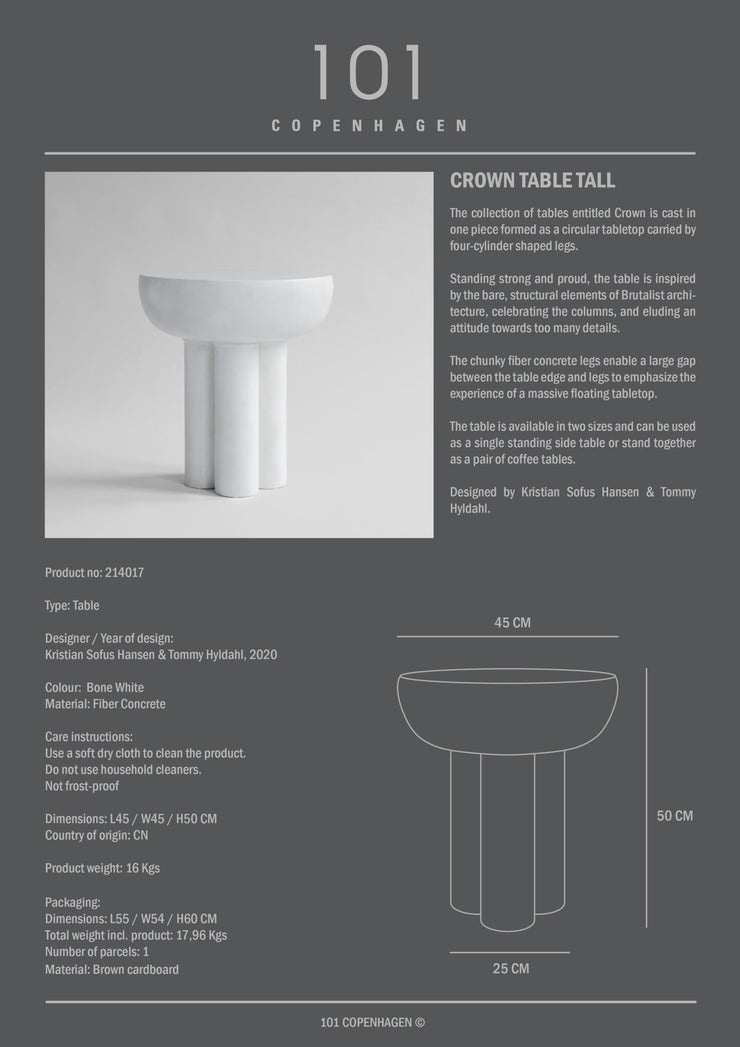 Crown Table, Tall - Bone White - 101 CPH