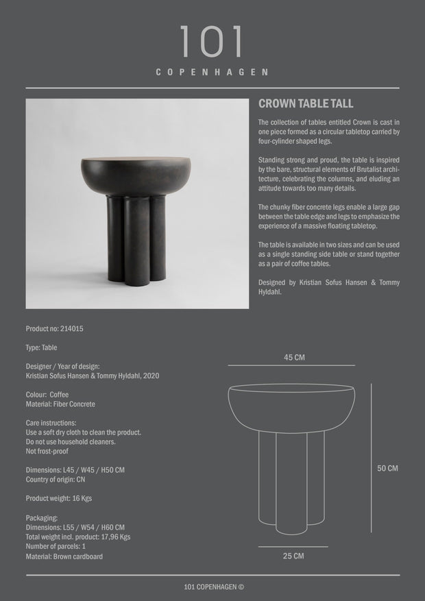 Crown Table, Tall - Coffee - 101 CPH