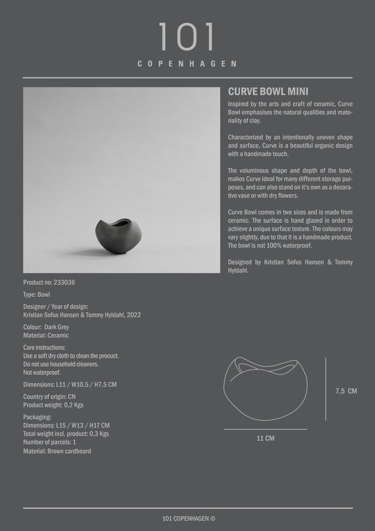 Curve Bowl, Mini - Dark Grey - 101 CPH