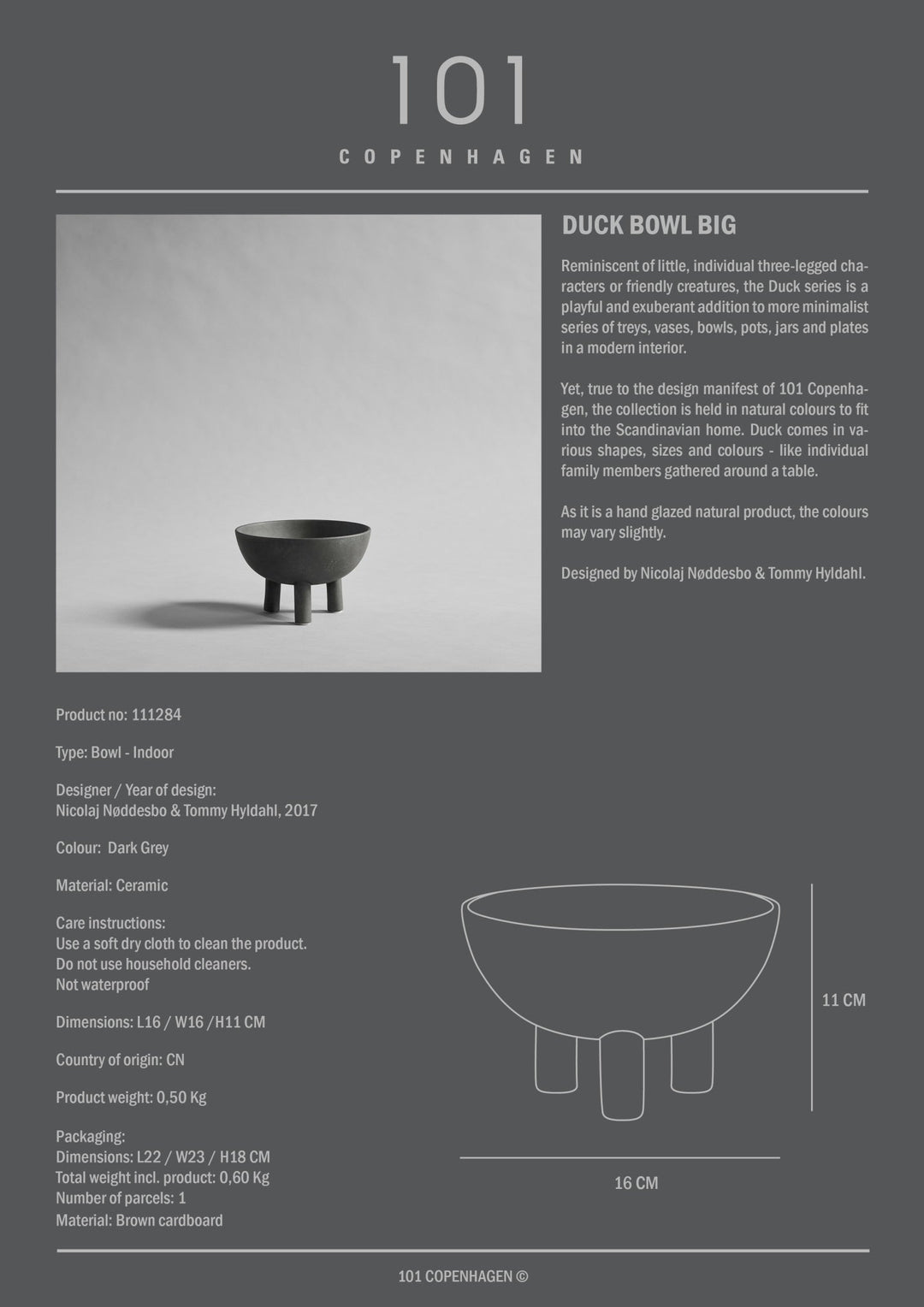 101 Copenhagen Duck Bowl, Big - Dark grey – NORMODE