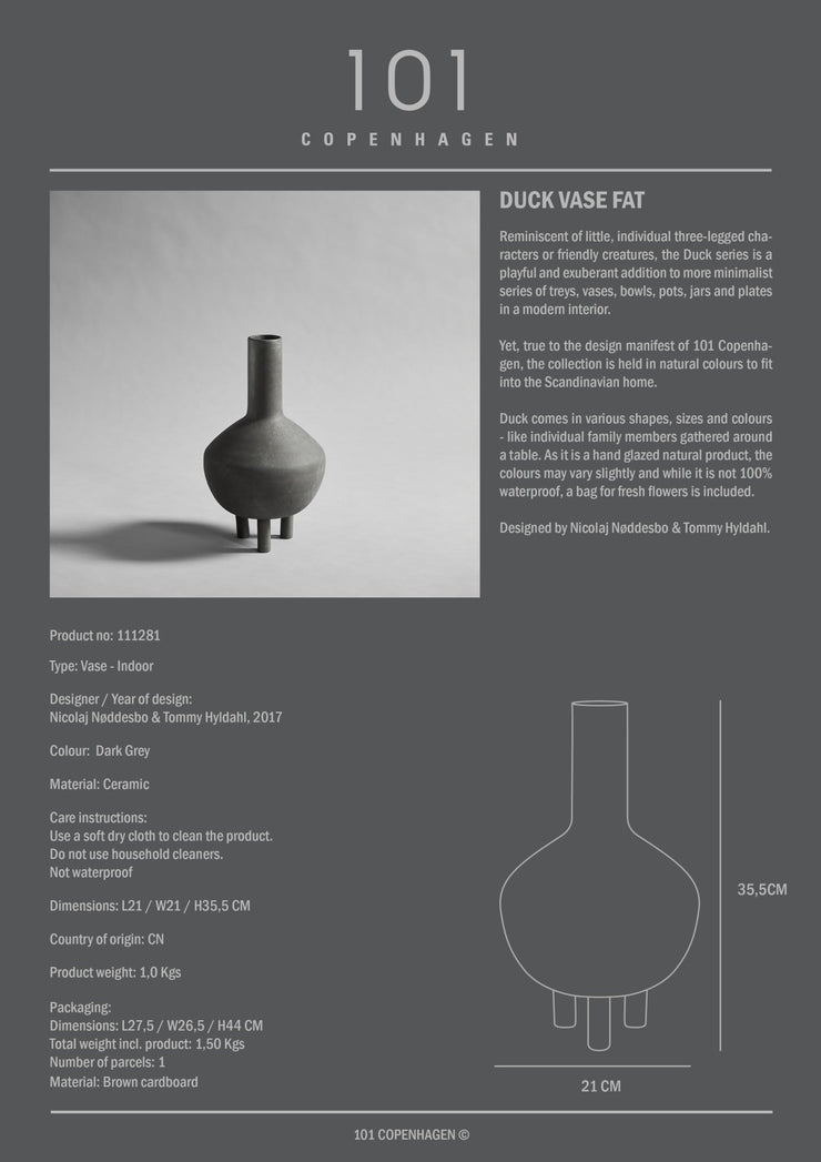 Duck Vase, Fat - Dark grey - 101 CPH