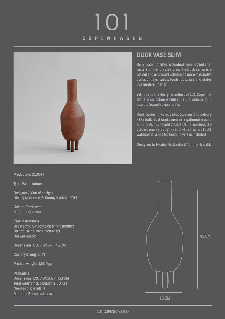 Duck Vase, Slim - Terracotta - 101 CPH