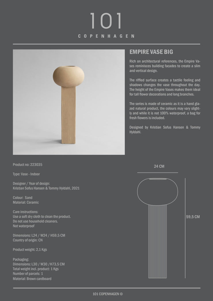 Empire Vase, Big - Sand - 101 CPH