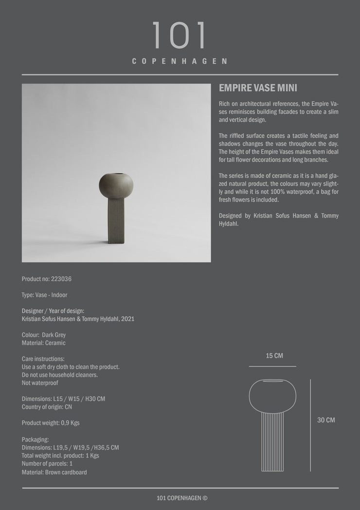 Empire Vase, Mini - Dark Grey - 101 CPH