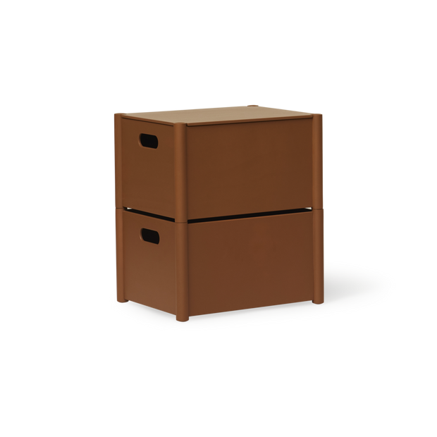 Form & Refine Pillar Storage Box Lid, Medium, Clay Brown