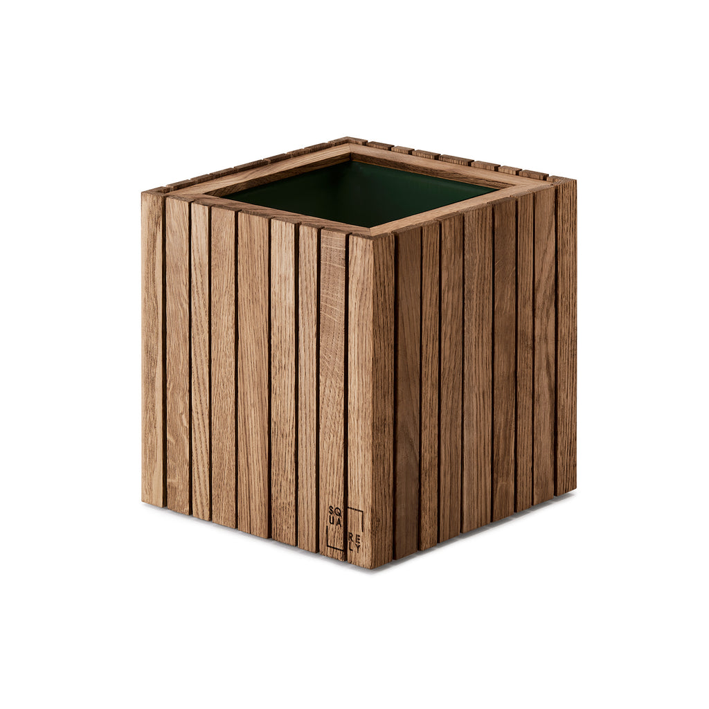 Squarely GrowON Self-Watering Planter, Dark Oak