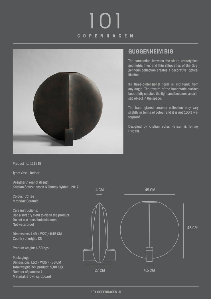 Guggenheim Vase, Big - Coffee - 101 CPH