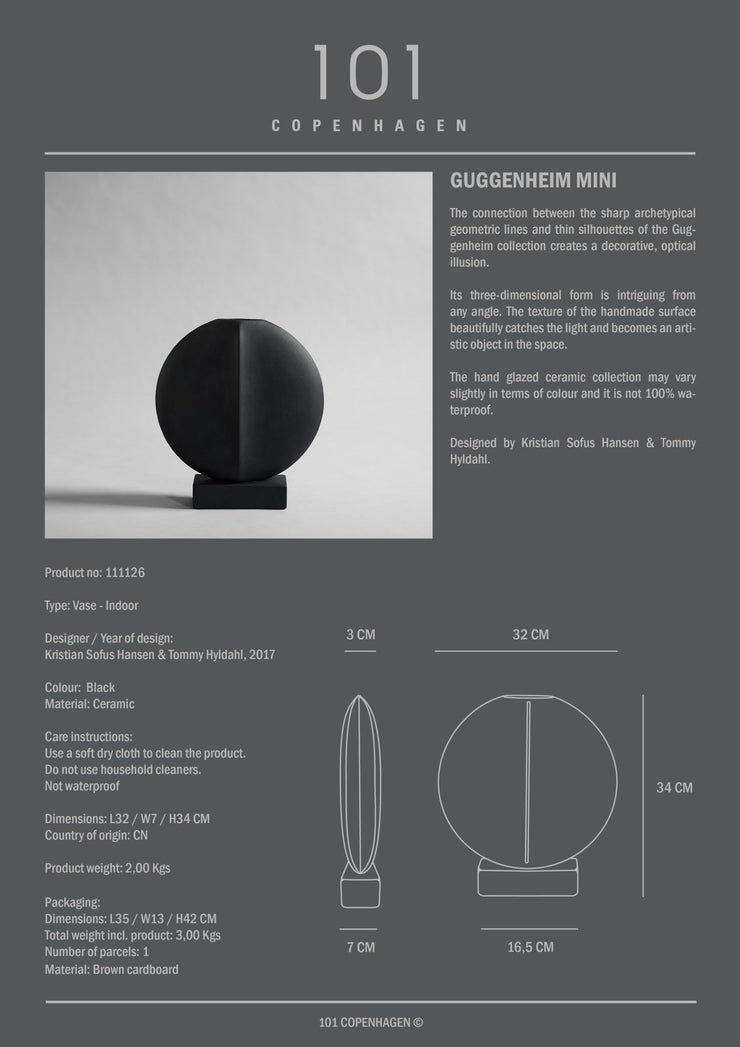 Guggenheim Vase, Mini - Black - 101 CPH