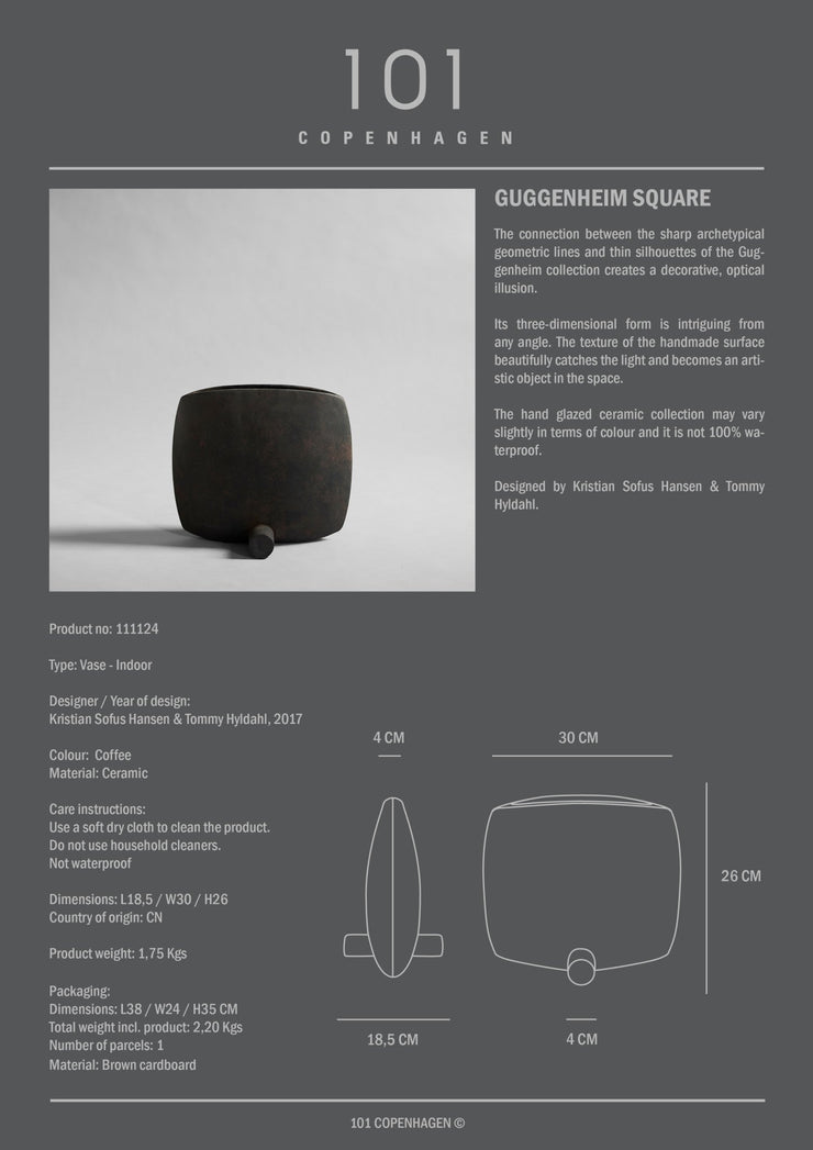 Guggenheim Vase, Square - Coffee - 101 CPH