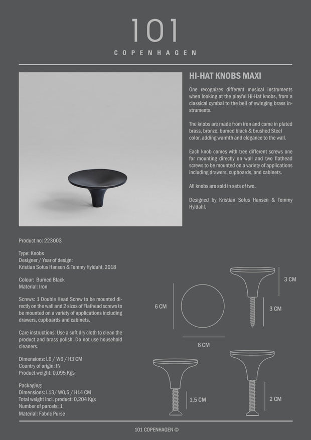 HiHat Knobs, Maxi - Burned Black - 101 CPH