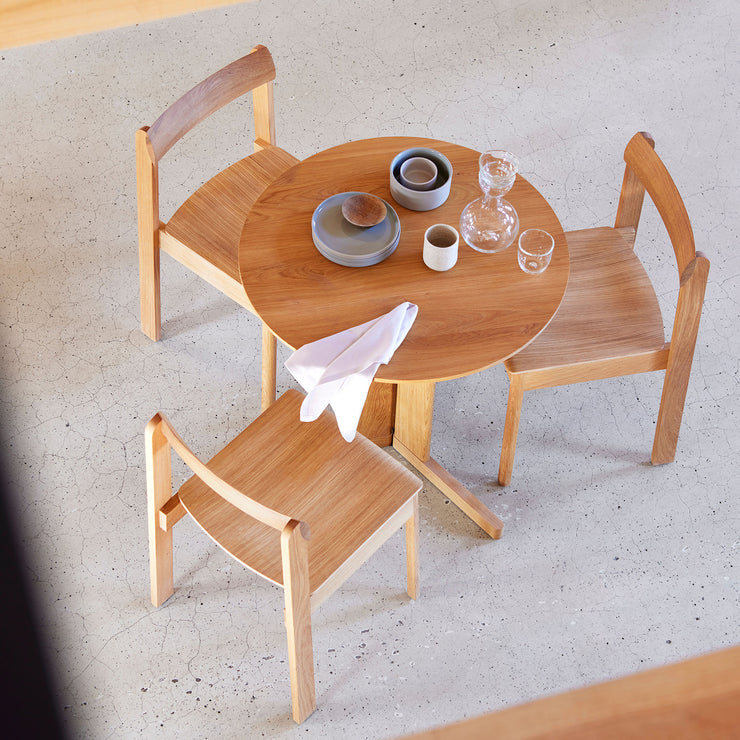 Form & Refine Trefoil Round Table, 3 Legs, Oak