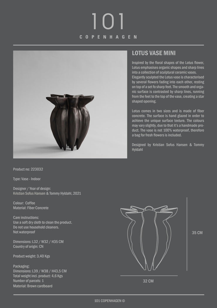 Lotus Vase, Mini - Coffee - 101 CPH